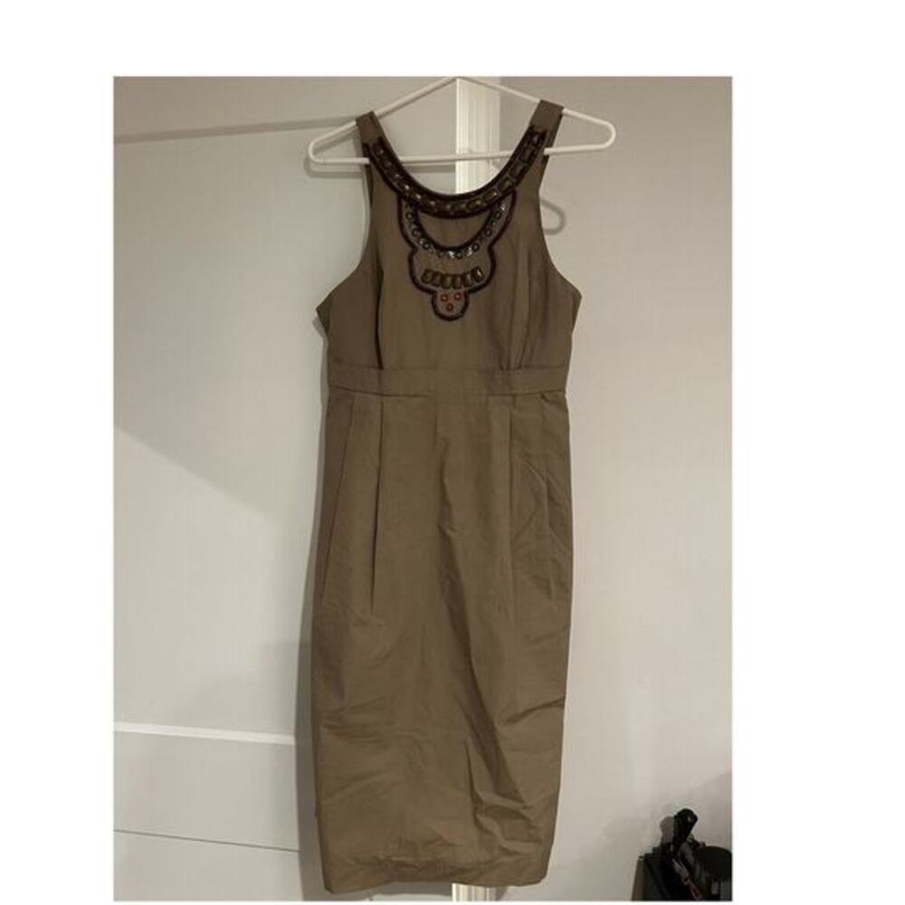 eShakti Womens Beaded Midi Dress Size 8 Aztec Tribal Pockets Halter Neck Cotton